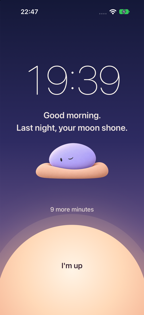 The wake-up screen: the sun rises